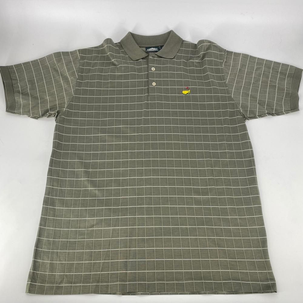 Masters Augusta National Golf Polo Shirt Mens XL Green Plaid Masters Logo